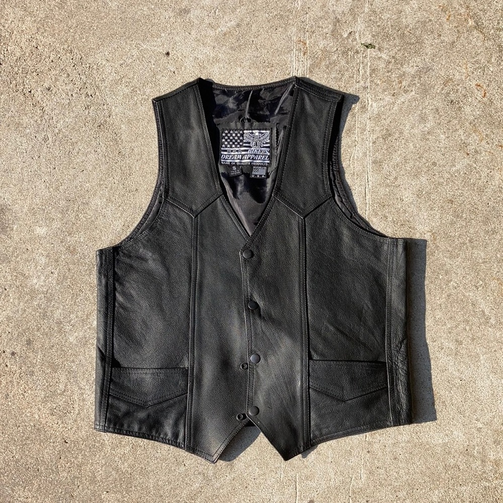 Biker leather vest